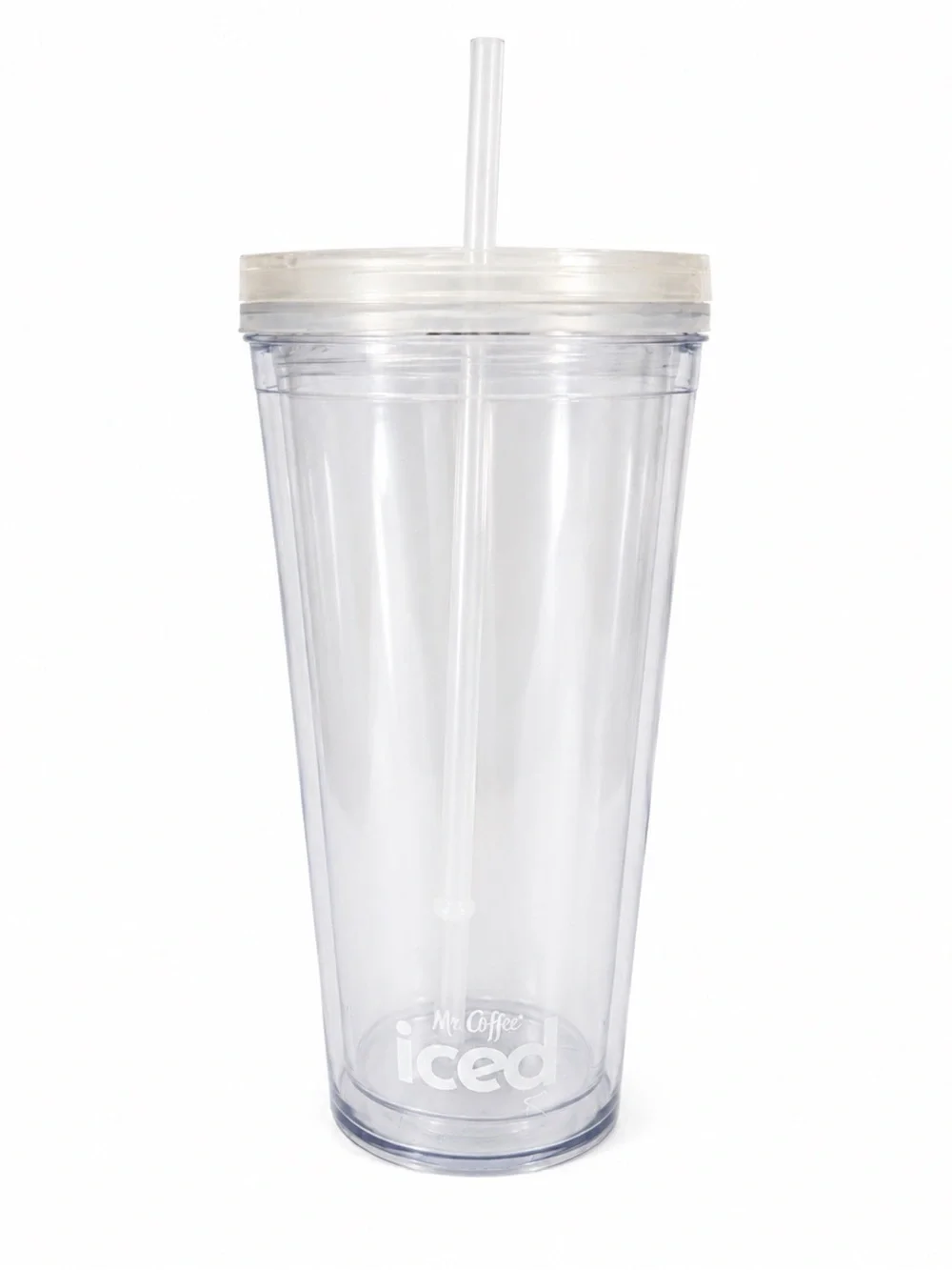 Mr. Coffee Iced Clear Tumbler Cup With Lid & Straw 22 Oz